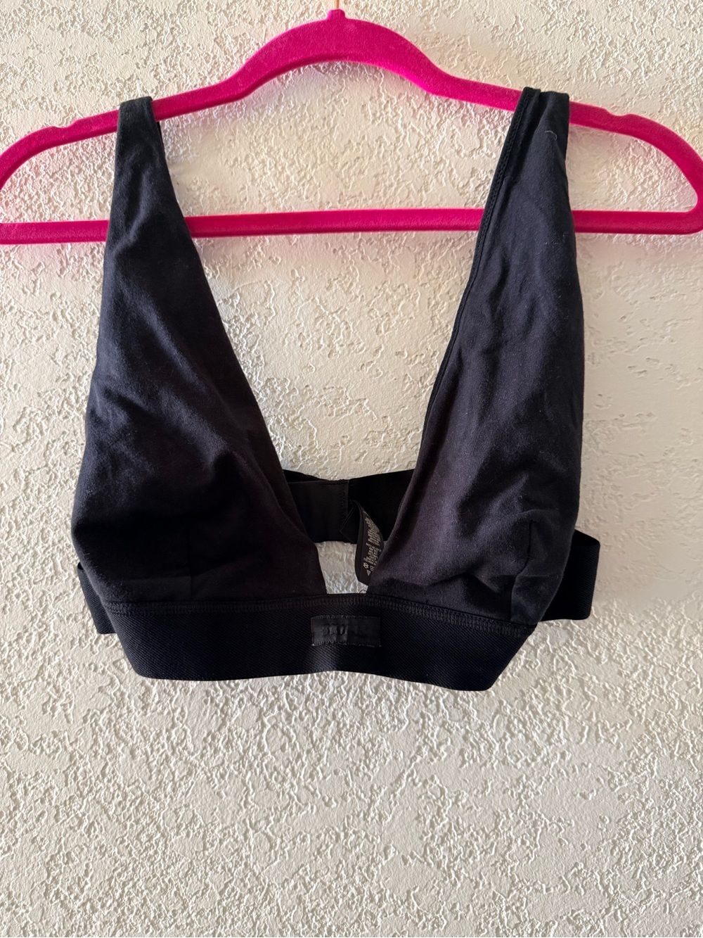 SKIMS Cotton Rib Plunge Bralette Deep V-Neckline Black Cotton Women's Size 2X